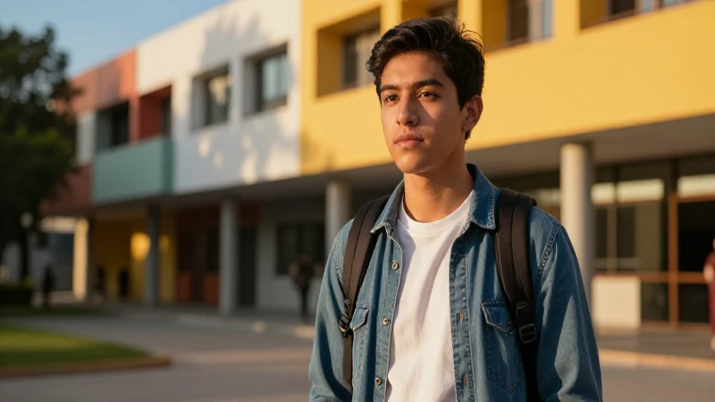 Estudiante mexicano en ambiente académico moderno