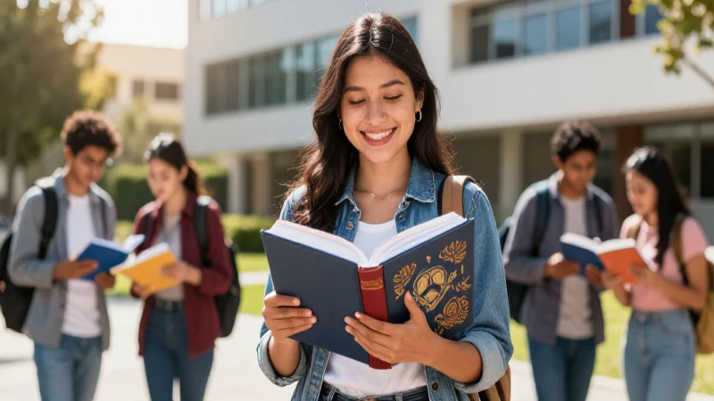 Estudiante mexicano sonriente en campus universitario