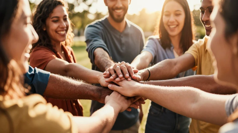 Conexión diversa y vibrante bajo luz dorada