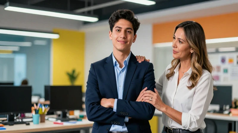 Joven estudiante y mentor en taller vibrante