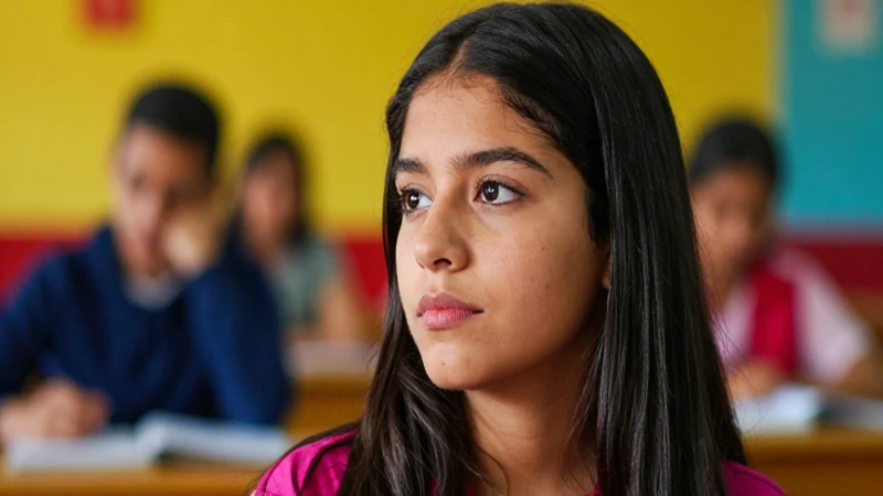 Joven mexicana pensativa en entorno académico
