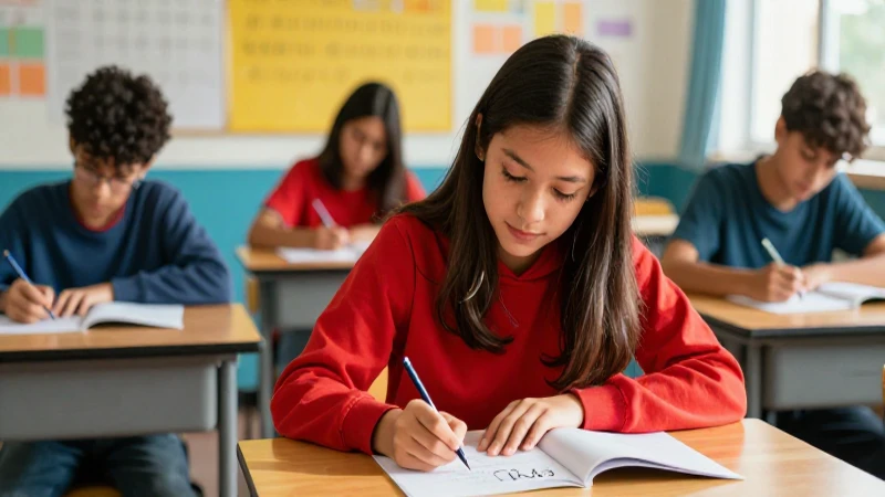 Estudiante mexicano exitoso en aula moderna