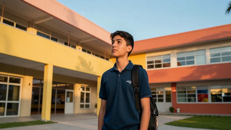 Joven estudiante en campus educativo vibrante