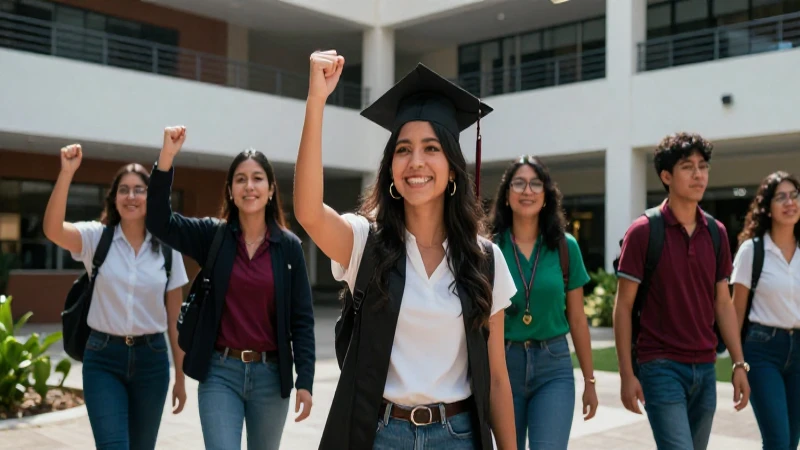 Jóvenes mexicanos celebrando sus logros universitarios