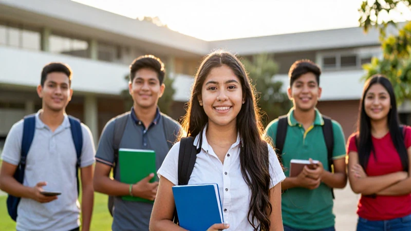 Estudiantes mexicanos felices en campus universitario