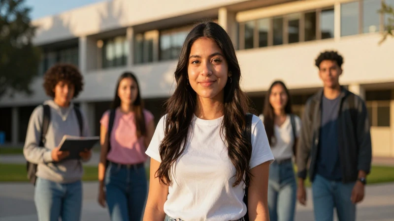 Retrato vibrante de estudiante mexicano en campus