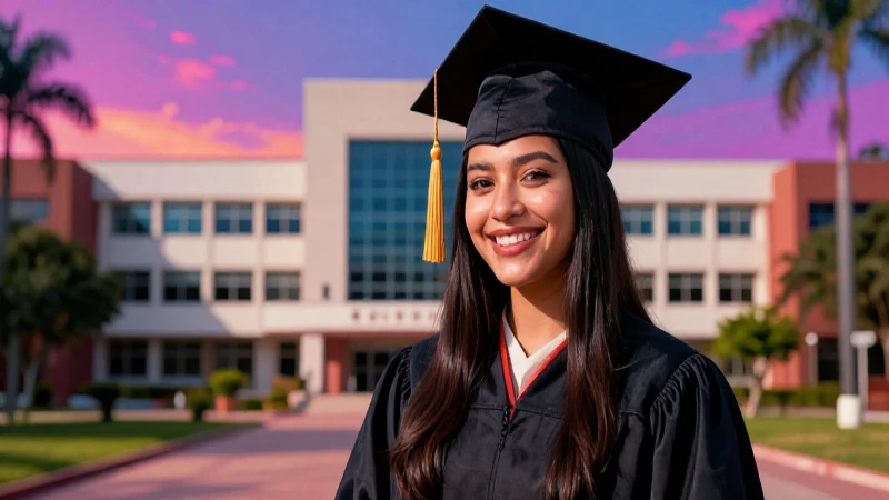 Estudiante mexicano sonríe en vibrante campus