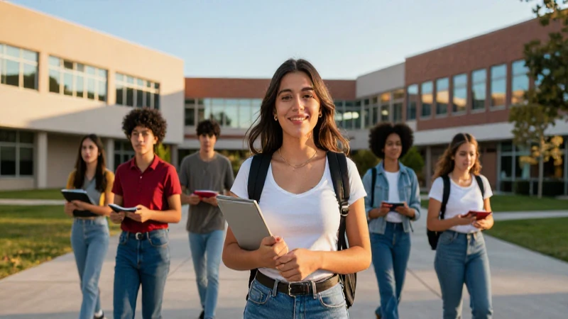 Estudiante mexicano diverso en moderno campus