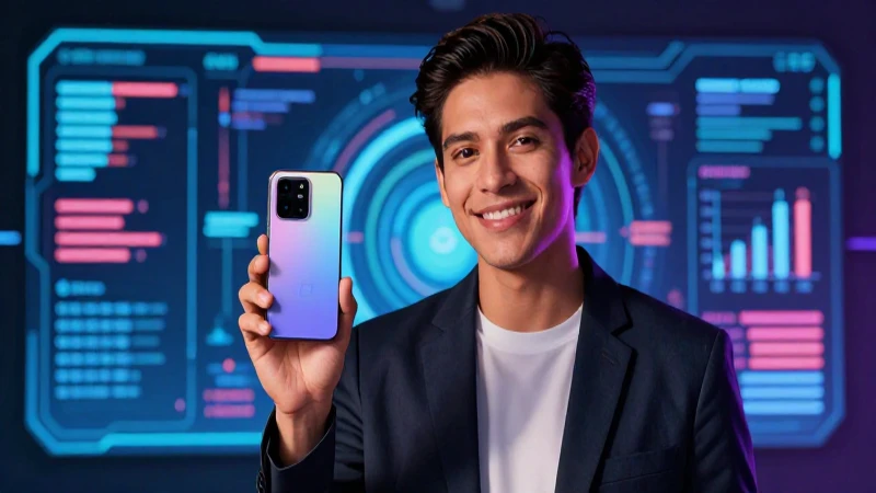 Joven profesional mexicano con smartphone, diseño dramático