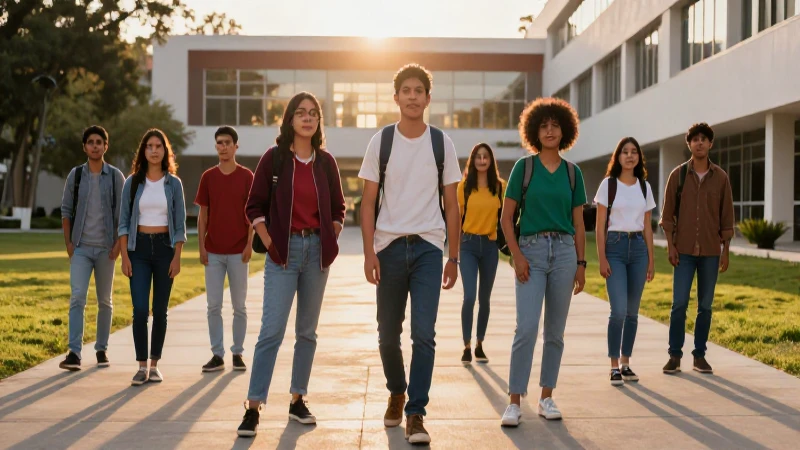 Jóvenes mexicanos universitarios al amanecer