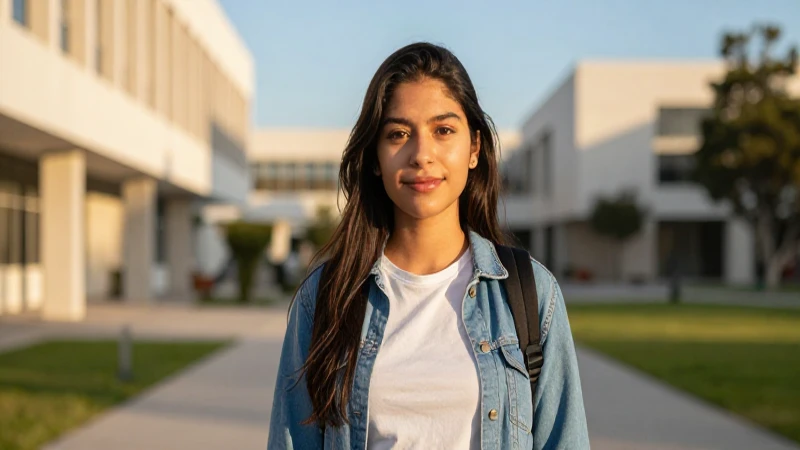 Retrato dinámico de estudiante mexicano bajo luz dorada