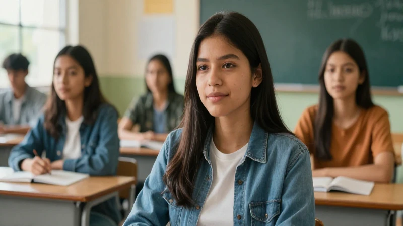 Estudiante mexicano en clase, luz de la mañana