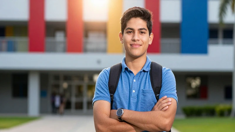 Estudiante mexicano confiado, oportunidad y luz profesional