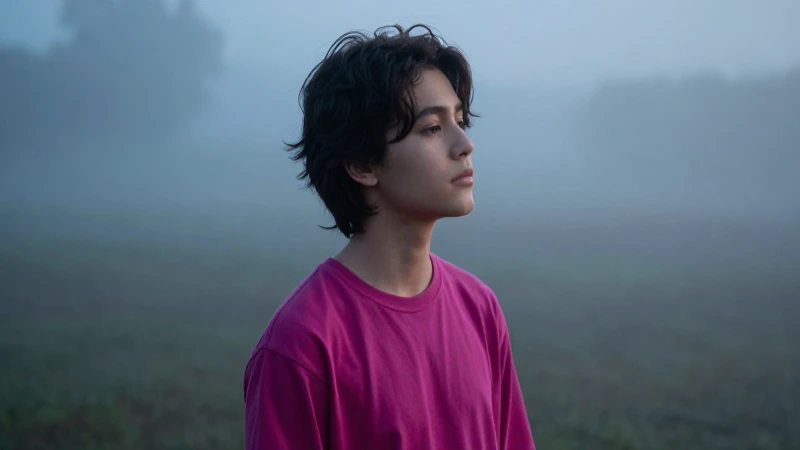 Retrato contemplativo en niebla matutina vibrante y detallada