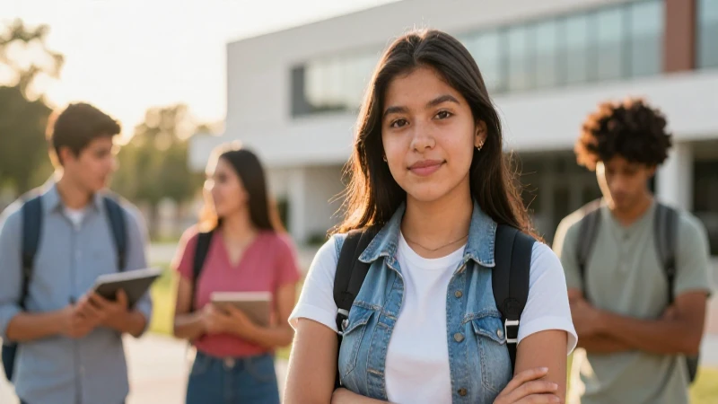 Estudiante mexicano en campus, símbolo de progreso