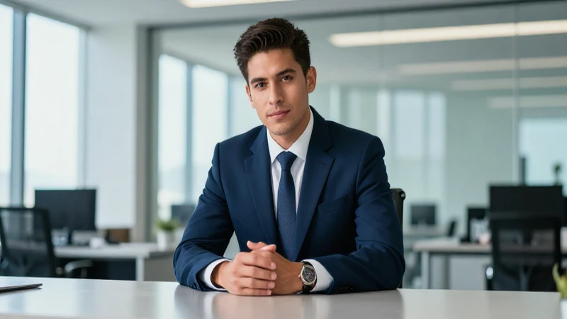 Joven profesional mexicano en oficina moderna