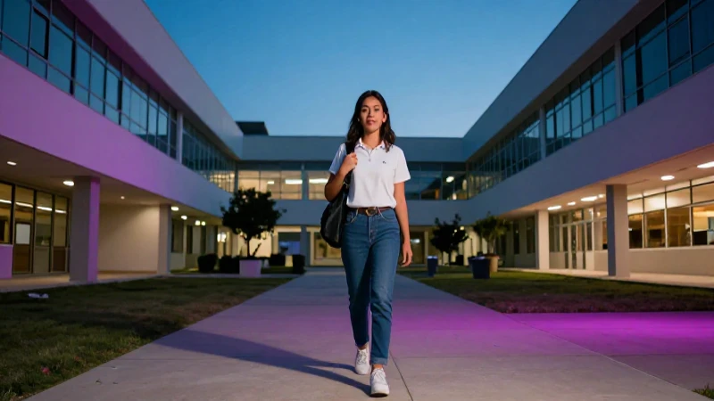 Retrato de estudiante mexicano en campus moderno