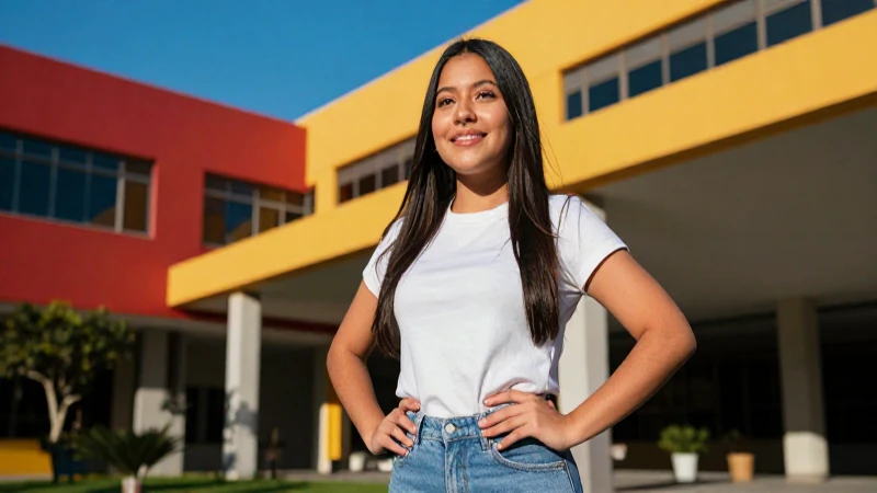 Estudiante mexicano vibrante en campus universitario