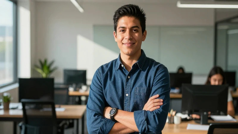 Profesional mexicano con futuro brillante en su oficina