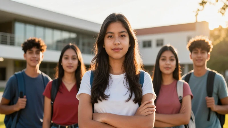 Imagen vibrante de estudiante mexicano en campus