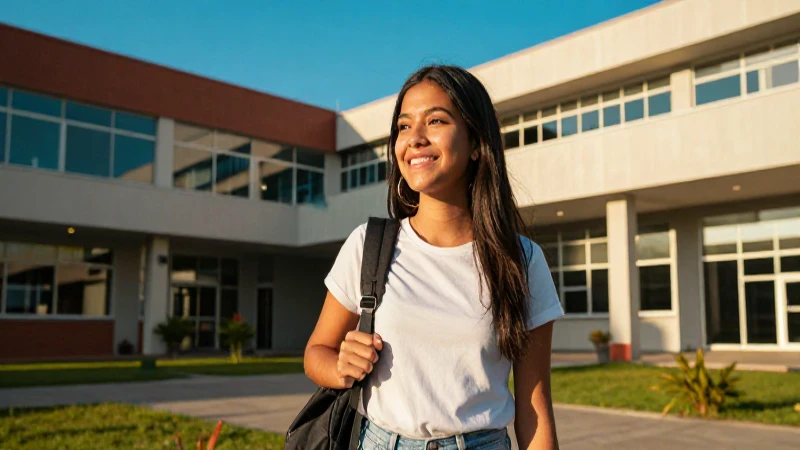 Joven estudiante mexicano en campus universitario vibrante