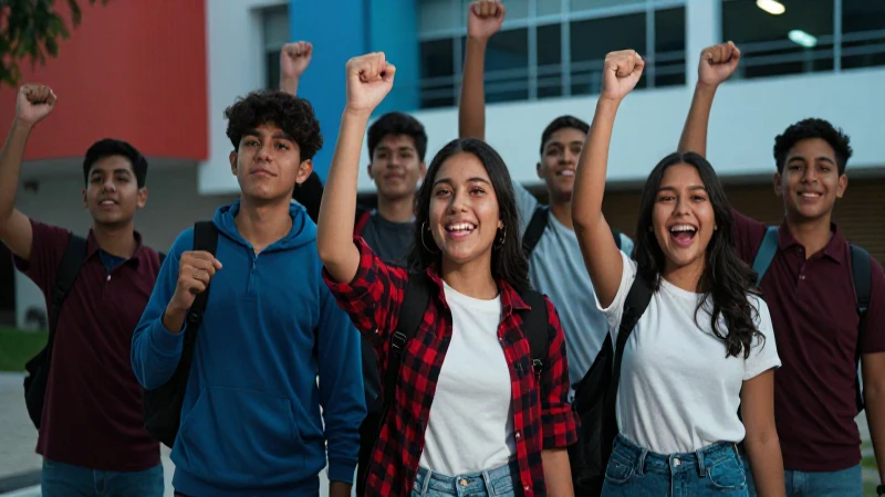 Estudiantes mexicanos celebran éxito académico en campus vibrante