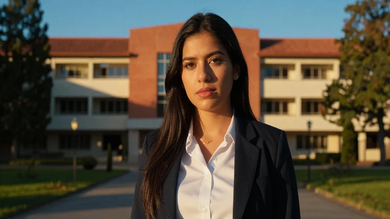 Joven mexicana universitaria en retrato cinematográfico