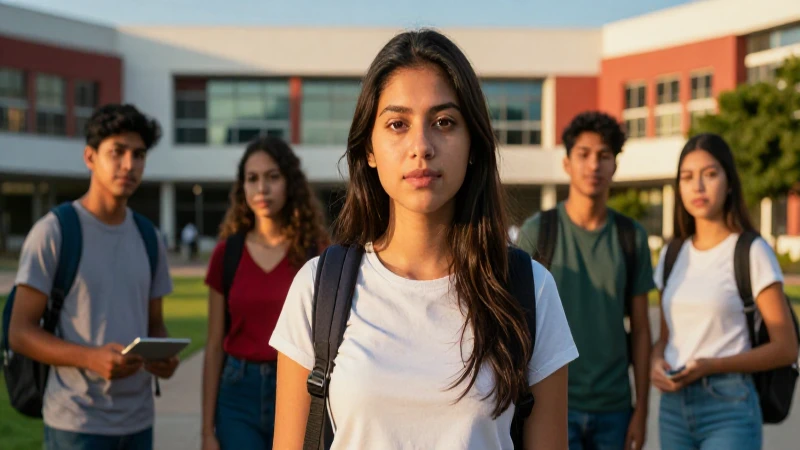 Estudiante mexicano en campus, foto impactante y detallada