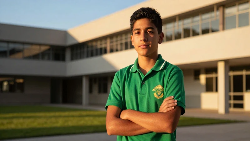 Estudiante mexicano confiado al atardecer dorado