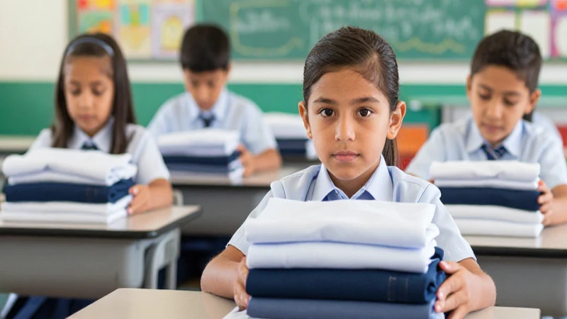 Niños mexicanos y uniformes escolares en un aula soleada