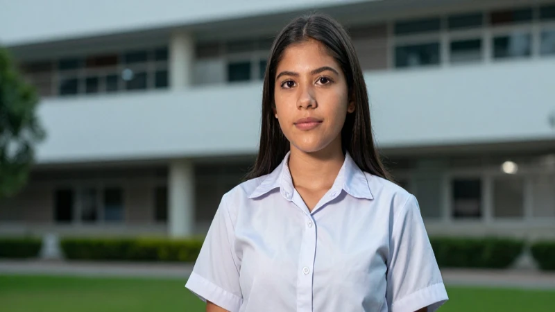 Joven mexicana atractiva en uniforme escolar