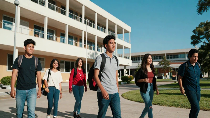 Estudiantes brillantes en campus moderno mexicano