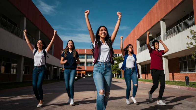 Éxito estudiantil en campus vibrante y moderno