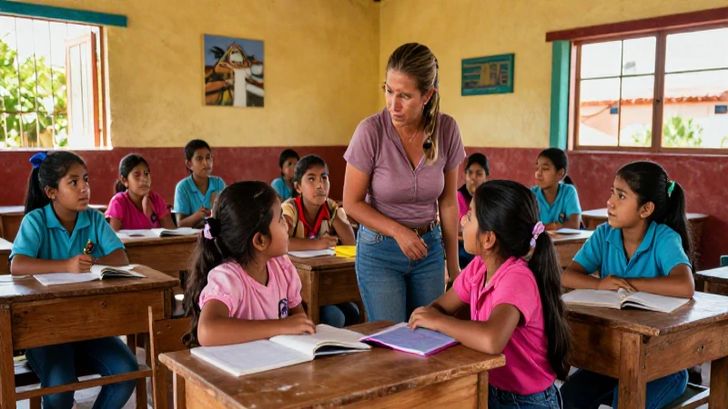 Maestro guía a alumnos rurales en México