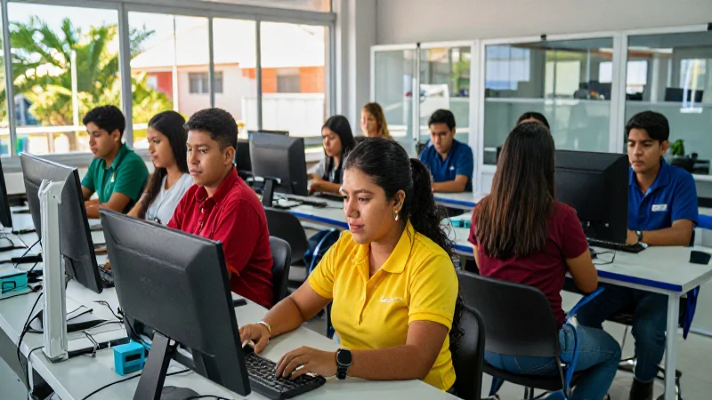 Estudiantes técnicos mexicanos aprendiendo con recursos de calidad