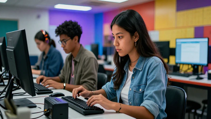 Joven mexicano con equipo tecnológico en taller moderno