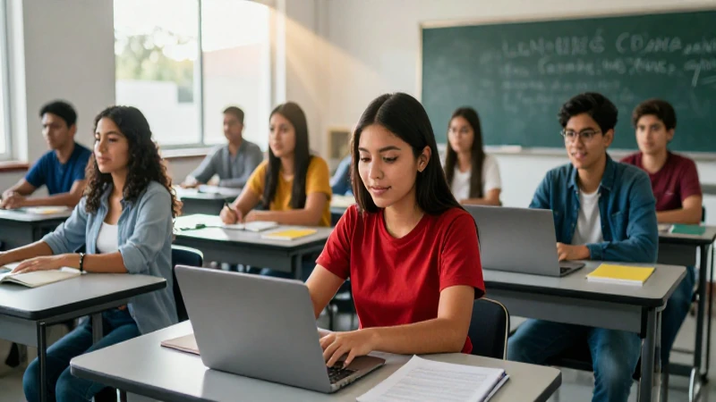 Estudiantes mexicanos en aula tecnológica de alta tecnología