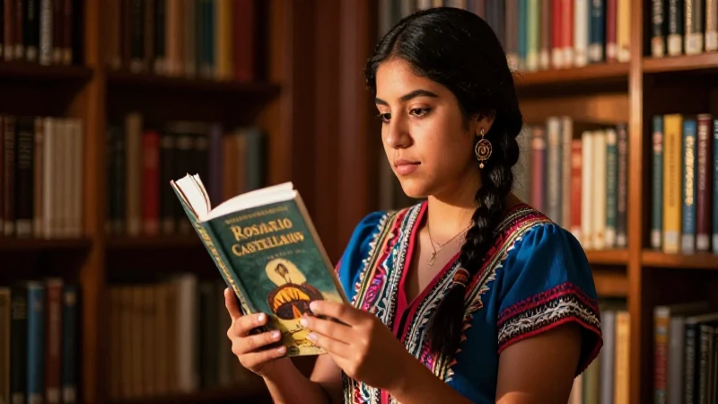 Estudiante mexicano con libro bajo luz cinematográfica