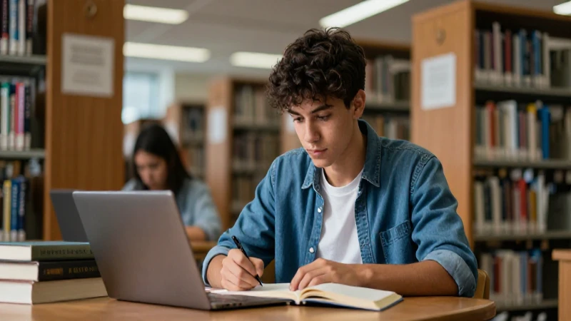 Imagen detallada de estudiante y pregunta gramatical