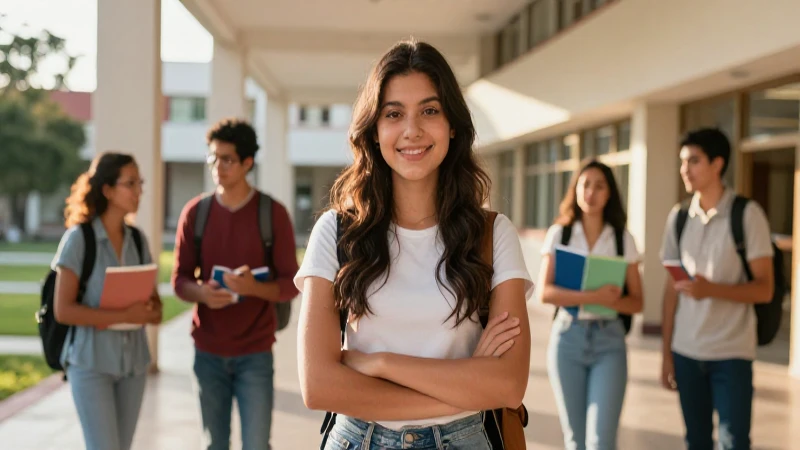Joven universitario mexicano seguro en luz dorada