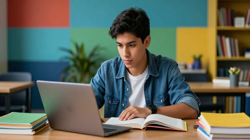Estudiante mexicano universitario en un campus moderno