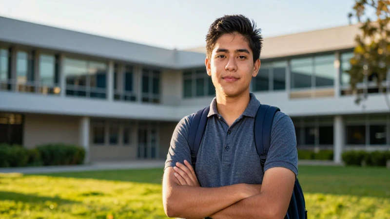 Estudiante mexicano en campus, fotografía de alto impacto