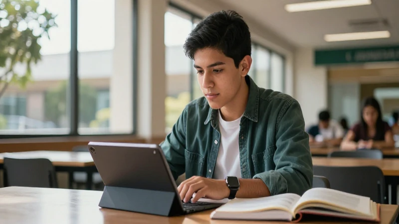 Estudiante universitario mexicano estudia su beca