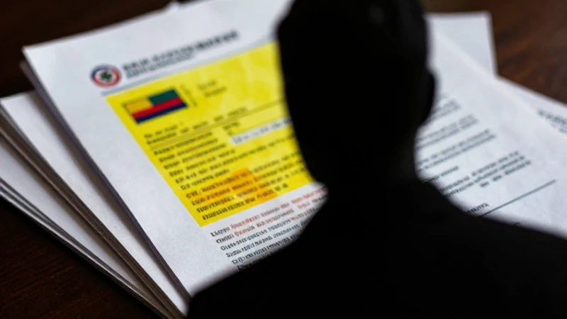 Silueta dramática frente a documentos oficiales