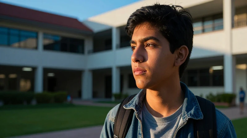 Retrato cinematográfico de estudiante mexicano pensativo