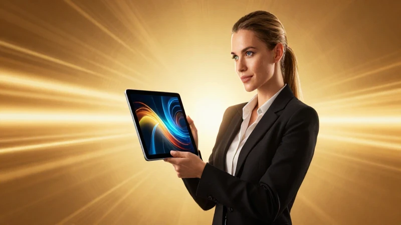 Profesional segura con tablet en estilo de alta calidad