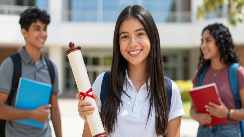 Estudiante mexicano sonriendo con diploma académico