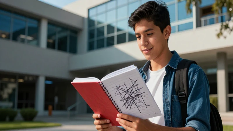 Estudiante ambicioso con progreso universitario moderno