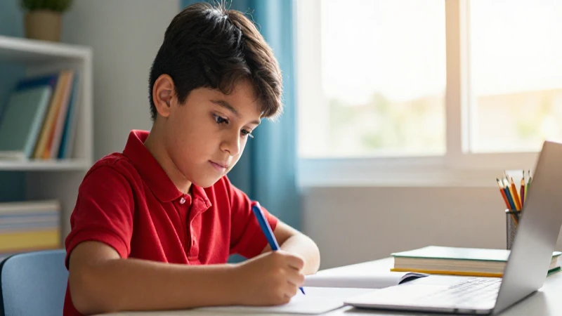 Ambiente de estudio moderno para niño en hora dorada