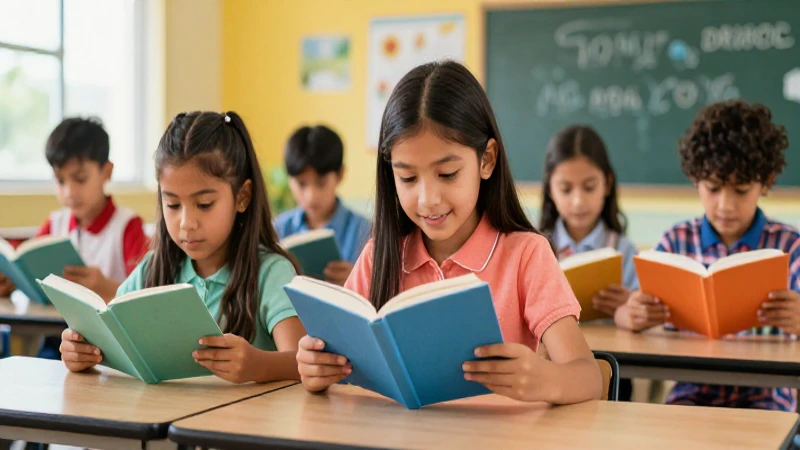 Estudiante mexicano leyendo en un aula moderna